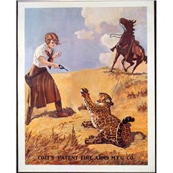 Colt Vintage Gun Advertising Poster Lady & Tiger