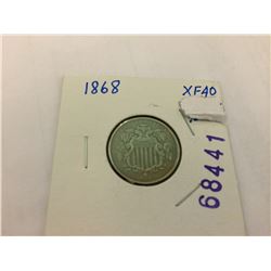1868 SHIELD NICKEL XF-40