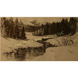 Walter Hook (1919-1989), Pen and Ink,