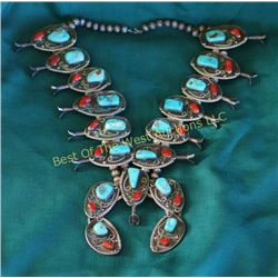 Squash Blossom, Sterling and Turquois,