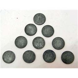 LOT OF 10 GERMAN NAZI COINS - 10 REICHSPFENNIG