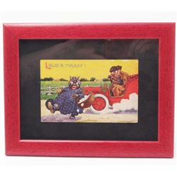 VINTAGE BLACK AMERICANA POSTCARD - FRAMED