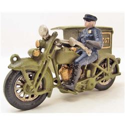 CAST IRON PARCEL POST MOTORCYCLE W/ RIDER