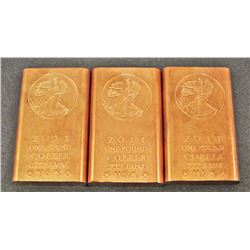 LOT OF 3 2011 AVDP ONE POUND .999 FINE COPPER INGOT