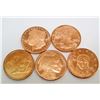 Image 1 : LOT OF 5 2011 DIFFERENT 1 OUNCE COPPER ROUND COINS