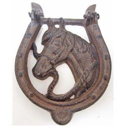 CAST IRON HORSE & HORSE SHOE DOOR KNOCKER