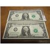 Image 1 : 2-2003-A $1 FRN'S LOW CONSECUTIVE SERIAL 'S UNC