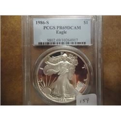 1986-S AMERICAN SILVER EAGLE PCGS PR69 DCAM