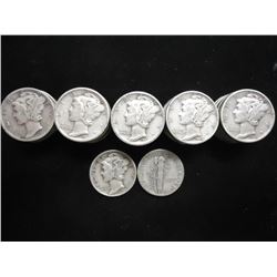 51 ASSORTED MERCURY DIMES