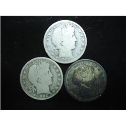 1900,02 & 11 BARBER HALF DOLLARS