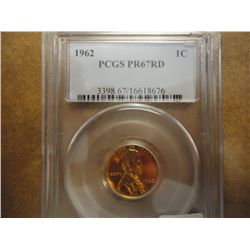 1962 LINCOLN CENT PCGS PR67RD