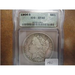 1904-S MORGAN SILVER DOLLAR ICG EXTRA FINE 40