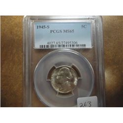 1945-S 35% SILVER JEFFERSON WAR NICKEL PCGS MS65