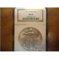 2001 AMERICAN SILVER EAGLE NGC MS69