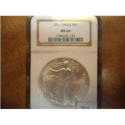 2001 AMERICAN SILVER EAGLE NGC MS69