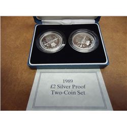 1989 UNITED KINGDOM 2 POUND SILVER PF 2 COIN SET