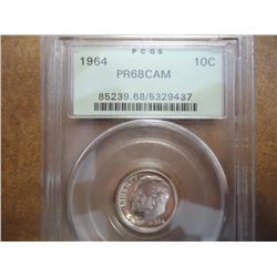 1964 SILVER ROOSEVELT DIME PCGS PR68 CAM