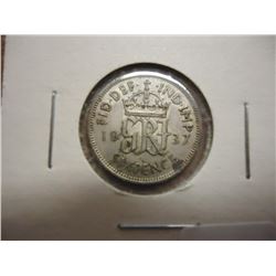 1937 GREAT BRITAIN SILVER 6 PENCE