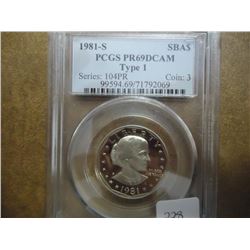 1981-S TYPE I SBA DOLLAR PCGS PR69 DCAM