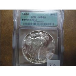 1988 AMERICAN SILVER EAGLE ICG MS69