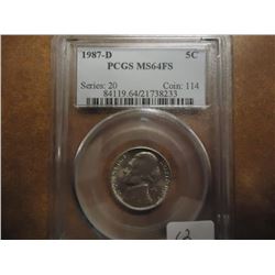 1987-D JEFFERSON NICKEL PCGS MS64FS