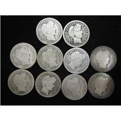 10 ASSORTED BARBER DIMES
