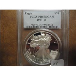 2004-W AMERICAN SILVER EAGLE PCGS PR69 DCAM