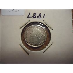 ERROR 1887 CANADA SILVER 5 CENTS (SEMI-KEY) VG