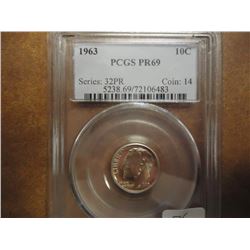 1963 SILVER ROOSEVELT DIME PCGS PR69