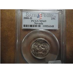 2006-D NEVADA QUARTER PCGS MS69 SATIN FINISH