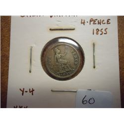 1855 GREAT BRITAIN SILVER 4 PENCE