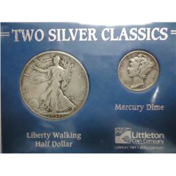 1941 MERCURY DIME & 1937 WALKING LIBERTY HALF $