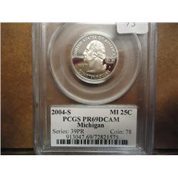 2004-S MICHIGAN QUARTER PCGS PR69 DCAM