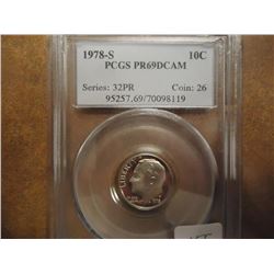 1978-S ROOSEVELT DIME PCGS PR69 DCAM