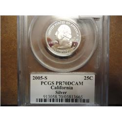 2005-S SILVER CALIFORNIA QUARTER PCGS PR70 DCAM