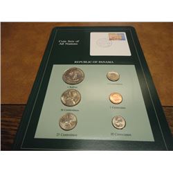 COIN SETS OF ALL NATIONS "PANAMA" 6 COINS ON GREEN