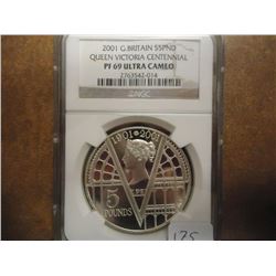 2001 GREAT BRITAIN SILVER 5 POUND NGC PF69 ULTRA