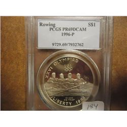 1996-P ROWING SILVER DOLLAR PCGS PR69 DCAM