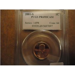 2001-S LINCOLN CENT PCGS PR69 DCAM