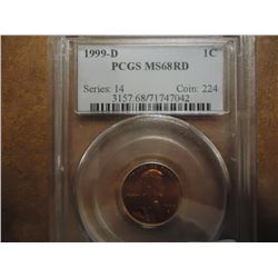 1999-D LINCOLN CENT PCGS MS68RD