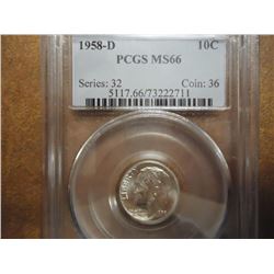 1958-D SILVER ROOSEVELT DIME PCGS MS66