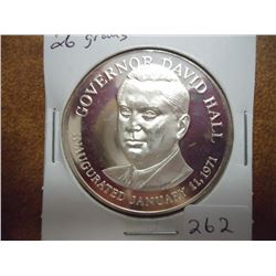 26 GRAM SILVER PROOF MEDAL GOVERNOR DAVID HALL