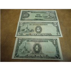 1,5 & 10 PESOS WWII JAPANESE/PHILIPINNES INVASION
