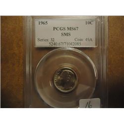 1965 SMS ROOSEVELT DIME PCGS MS67