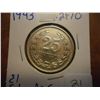 Image 1 : 1943 ELSALVADOR SILVER 25 CENTAVOS .2170 OZ. ASW