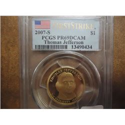 2007-S JEFFERSON DOLLAR PCGS PR69 DCAM 1ST STRIKE