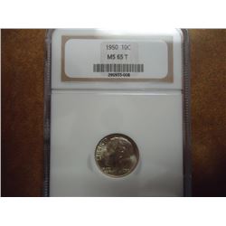 1950 SILVER ROOSEVELT DIME NGC MS65T