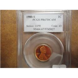 1980-S LINCOLN CENT PCGS PR67 DCAM