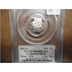 2002-S SILVER LOUISIANA QUARTER PCGS PR69 DCAM