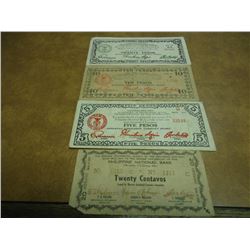 20 CENTAVO, 5,10 & 20 PESOS WWII PHILIPINNES